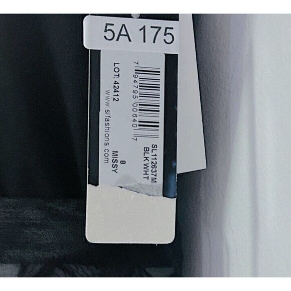 SLNY Mesh & Knit Black White Cocktail Party Guest Retro Knee Length Twofer Dress - Picture 10 of 12